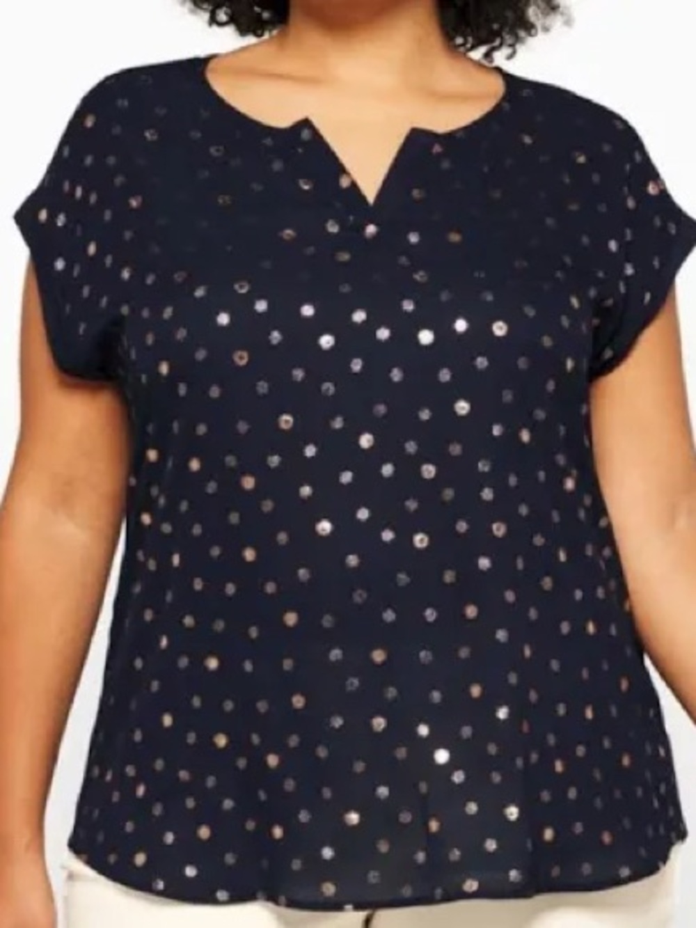 Papermoon "Reese" Mixed Media Foil Print Blouse - Size 2X